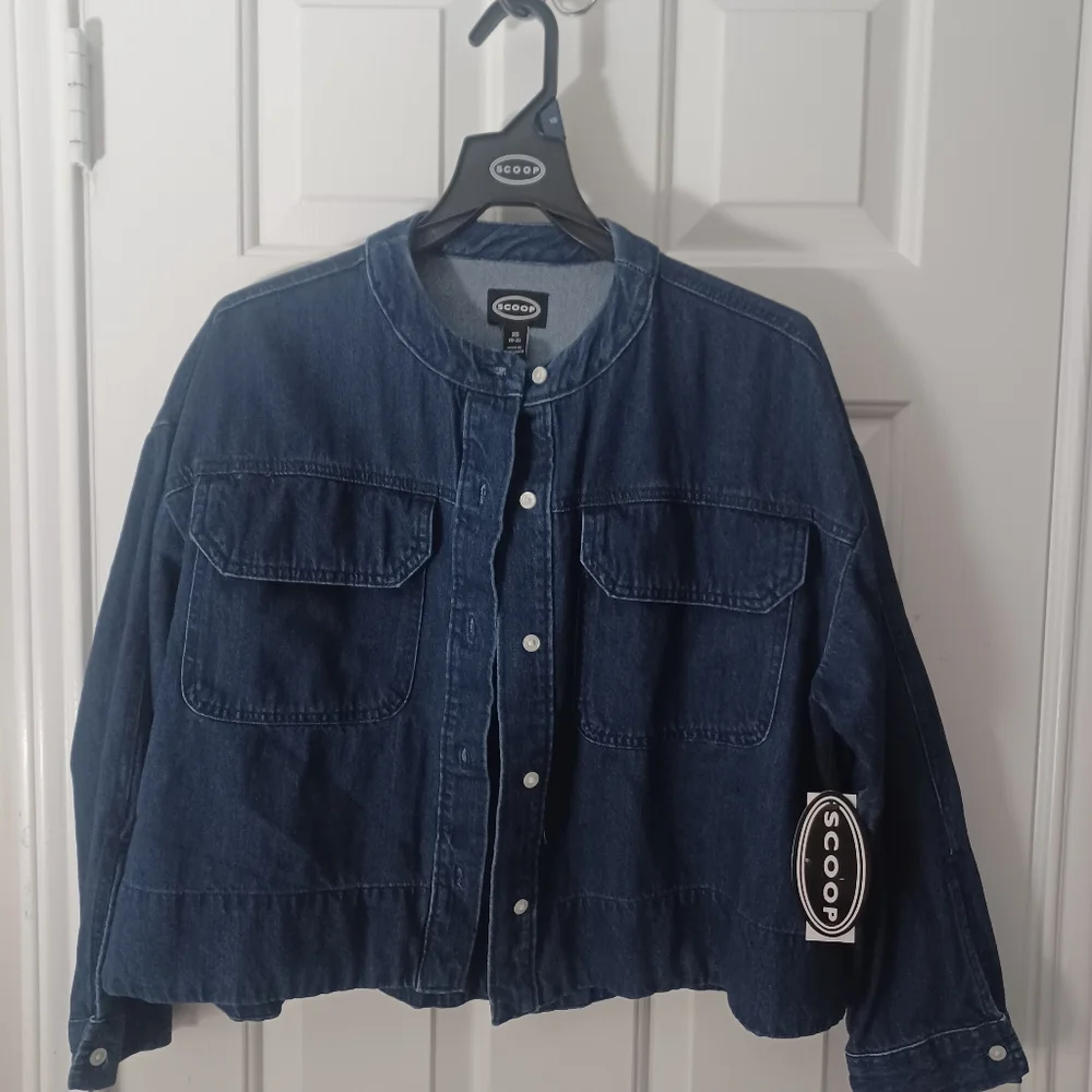 Oversized Cropped Denim Jacket Sz XS